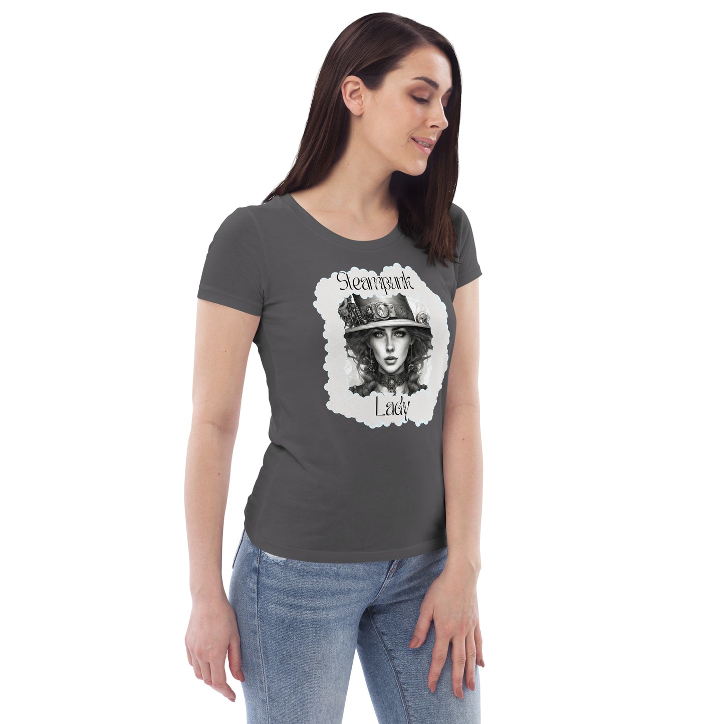 Enganliegendes Öko-T-Shirt für Damen " Steampunk Lady"