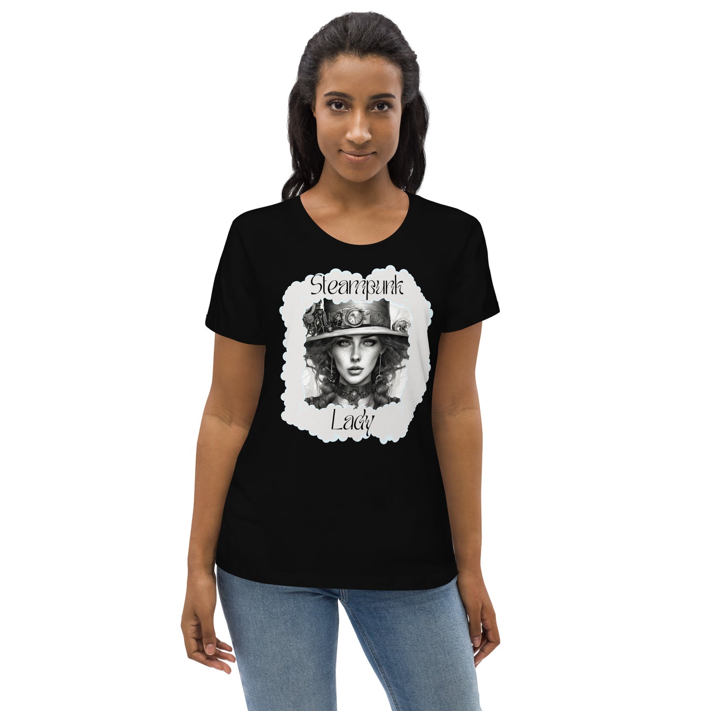 Enganliegendes Öko-T-Shirt für Damen " Steampunk Lady"