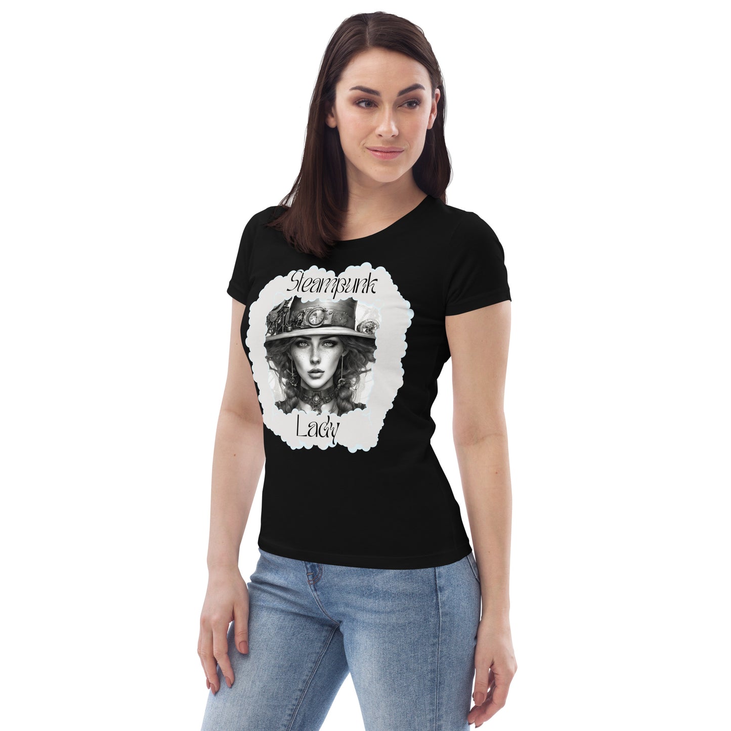 Enganliegendes Öko-T-Shirt für Damen " Steampunk Lady"